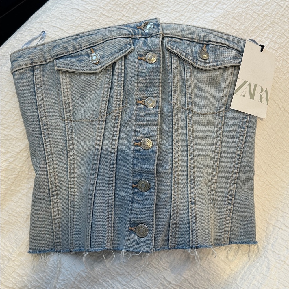 Zara Denim Blue Corset Top